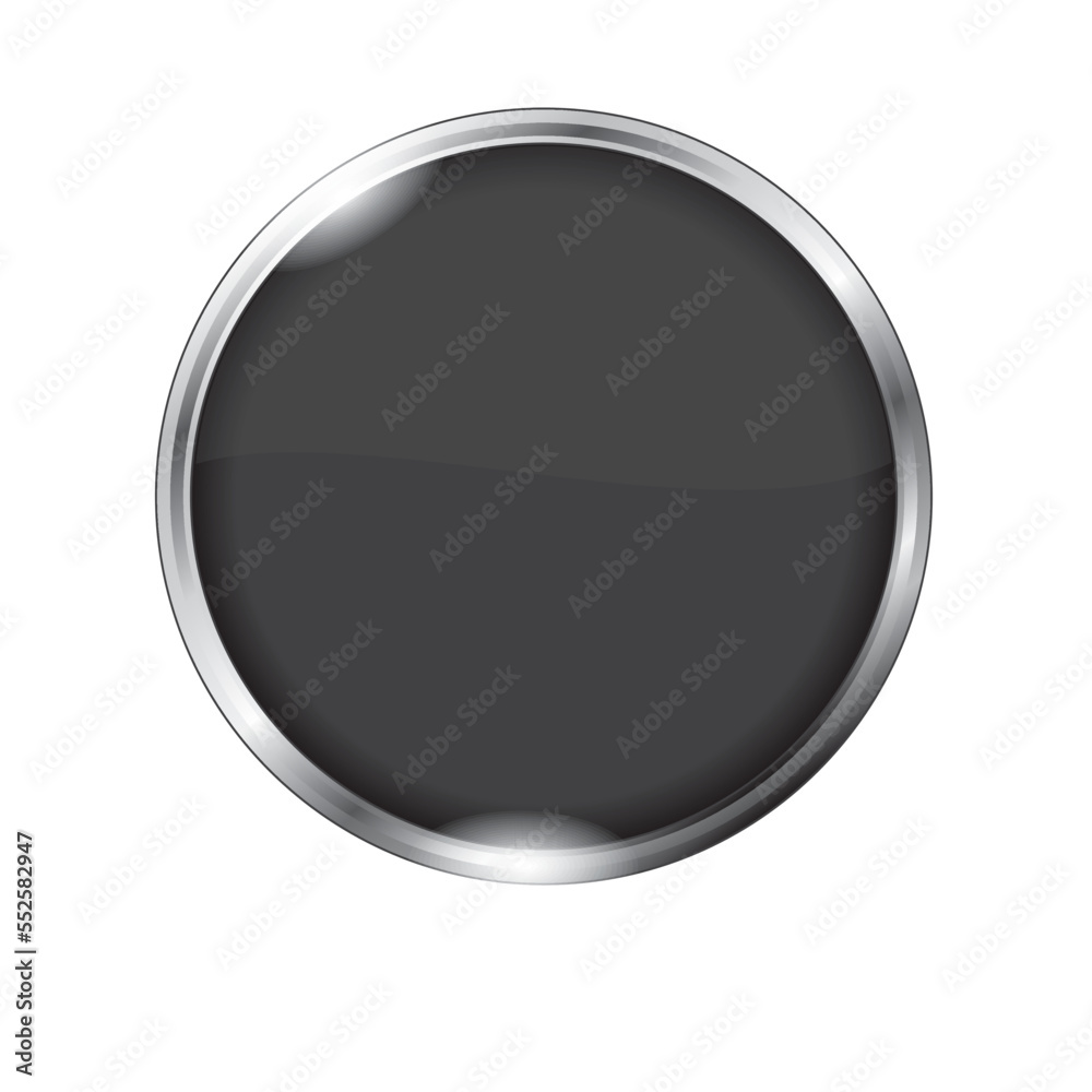 Black round button isolated on a white background Black round button isolated on a white background