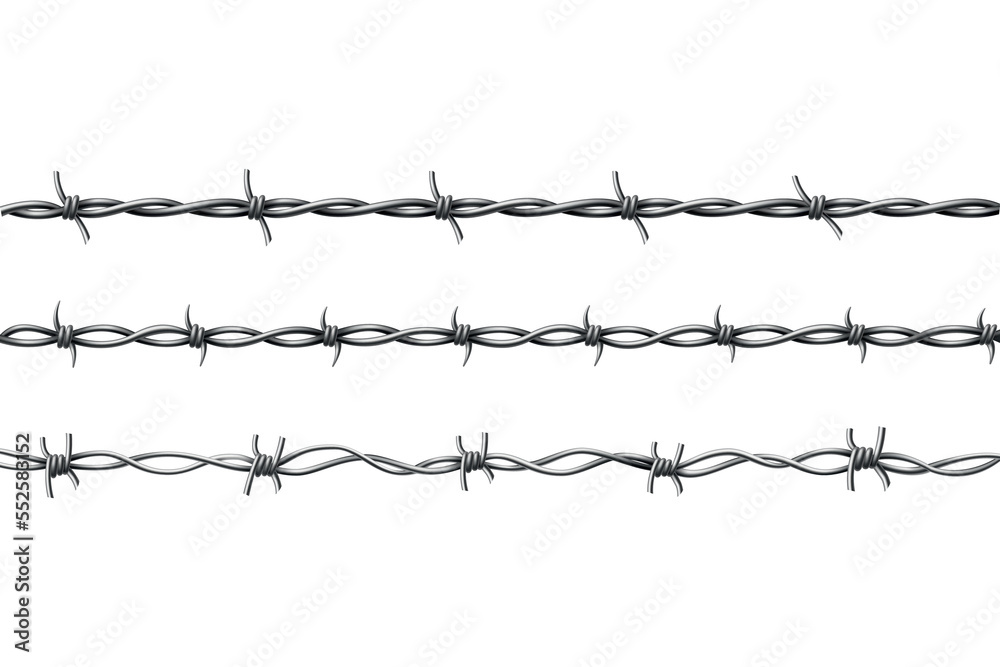 Barbed wire. Protective boundary. Protection concept design. fence seamless illustration isolated on white Barbed wire. Protective boundary. Protection concept design. fence seamless illustration isolated on white