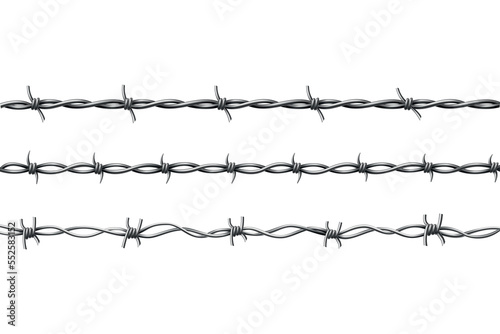 Barbed wire. Protective boundary. Protection concept design. fence seamless illustration isolated on white