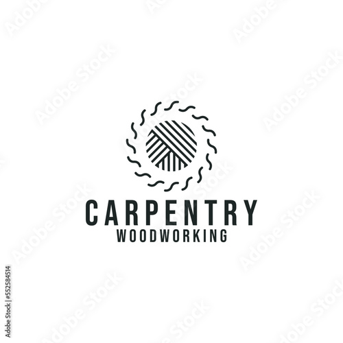 Carpentry woodworking logo isolated on white background