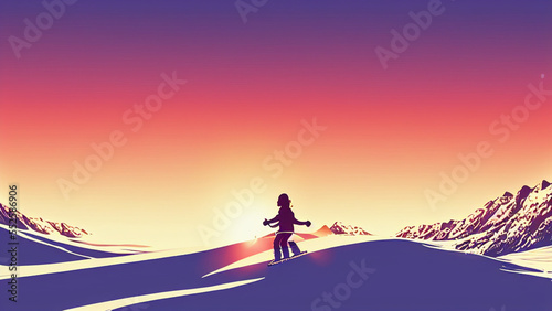 (Winter Sports) a dynamic image of people enjoying winter activities such as skiing, snowboarding, and ice skating © Haze