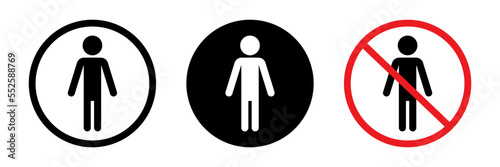 Human icon set. No Entry and Restroom Signs. Vectors.