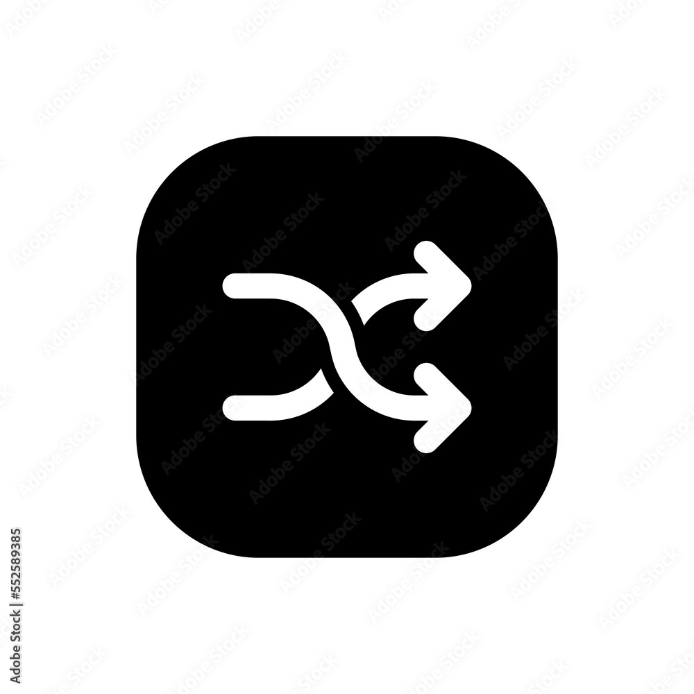 Music shuffle icon vector isolated on square background Music shuffle icon vector isolated on square background