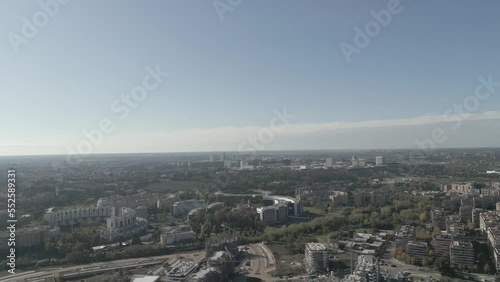 Aerial shooting city of Rome with drone