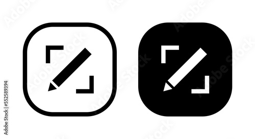 Edit image icon vector isolated on square background