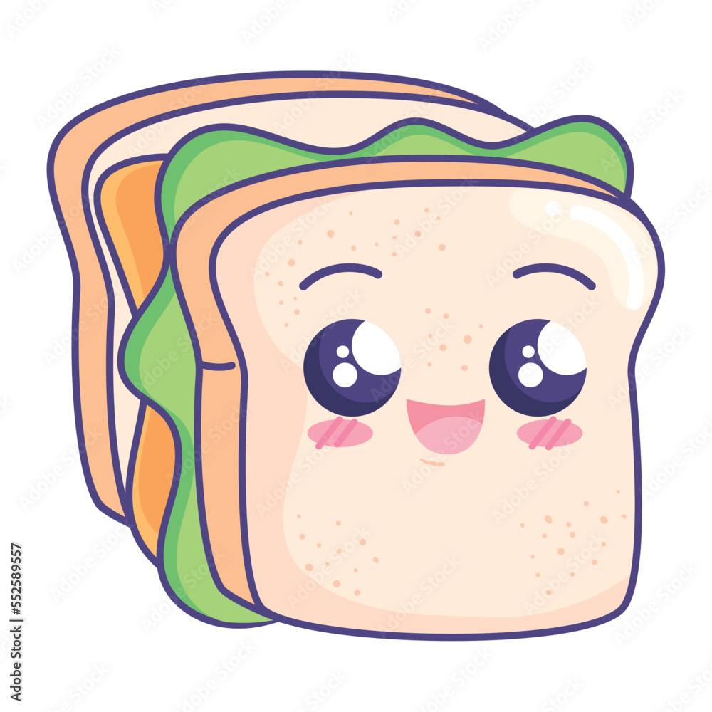 Obraz premium sandwich kawaii fast food