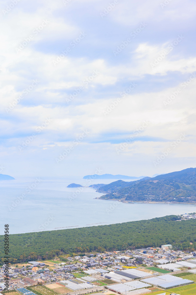 鏡山展望台から見た虹の松原と唐津湾「佐賀県」