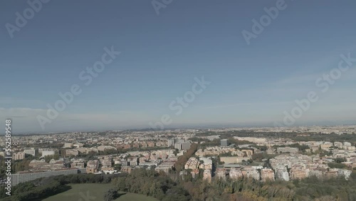 Aerial shooting city of Rome with drone