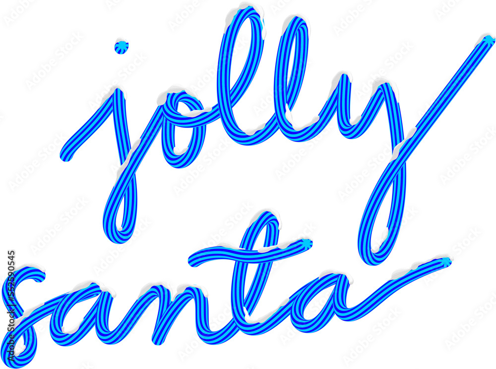 3D Blue Jolly Santa Text with Snow Christmas Season Typography 3D Blue Jolly Santa Text with Snow Christmas Season Typography