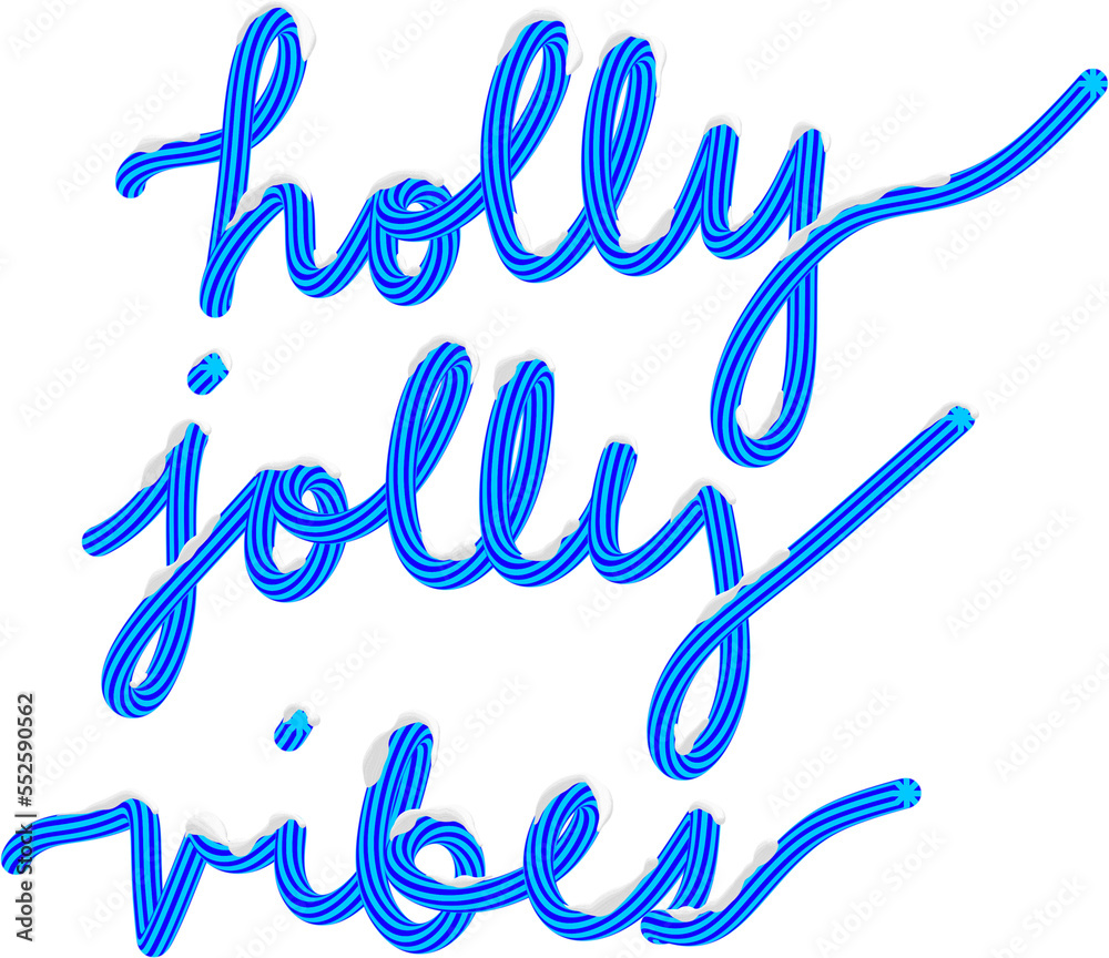 3D Blue Holly Jolly Vibes Text with Snow Christmas Season Typography 3D Blue Holly Jolly Vibes Text with Snow Christmas Season Typography