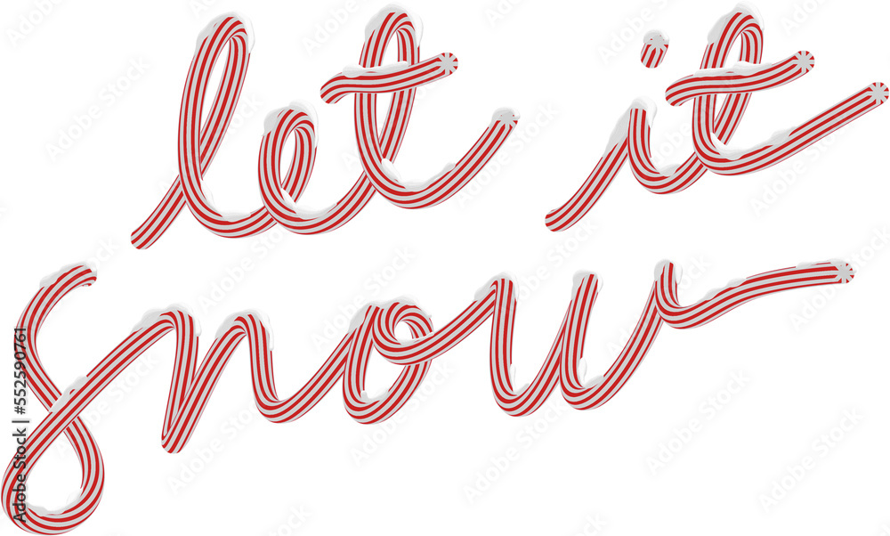 3D Red Let It Snow Text with Snow Christmas Season Typography 3D Red Let It Snow Text with Snow Christmas Season Typography