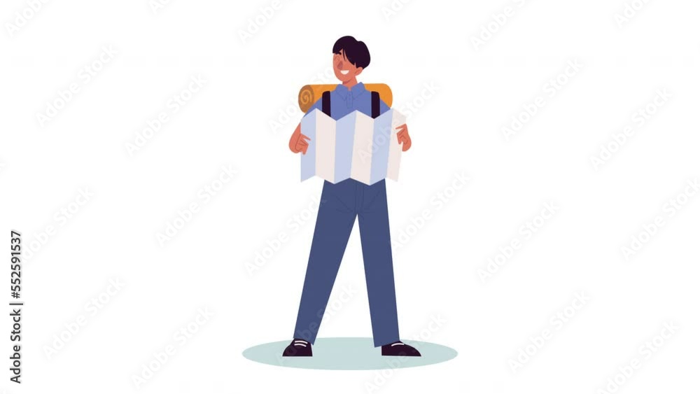 male traveler with paper map animation male traveler with paper map animation