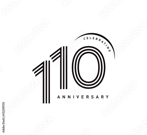 110 years anniversary celebration logotype. elegant modern number gold color
