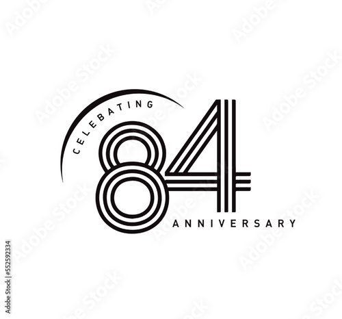 84 years anniversary celebration logotype. elegant modern number gold color
