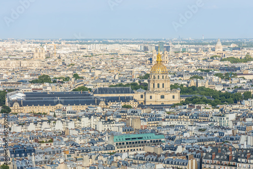 Golden dome of the Hotel des Invalides and rooftops of Paris, France photo