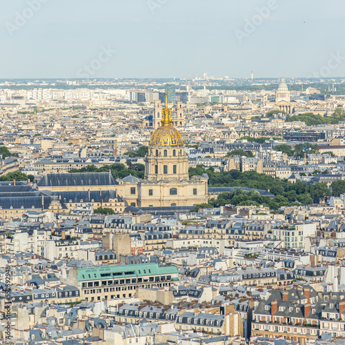 Golden dome of the Hotel des Invalides and rooftops of Paris  France