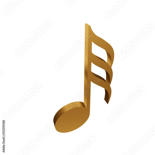 Bronze music note melody element 3d render object illustration