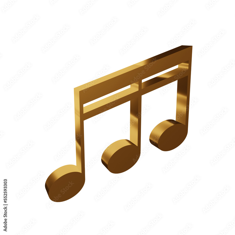 Bronze music note melody element 3d render object illustration