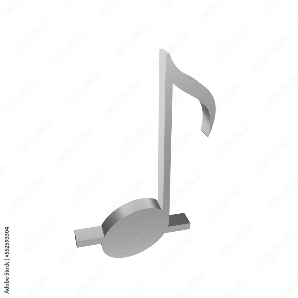 silver music note melody element 3d render object illustration silver music note melody element 3d render object illustration