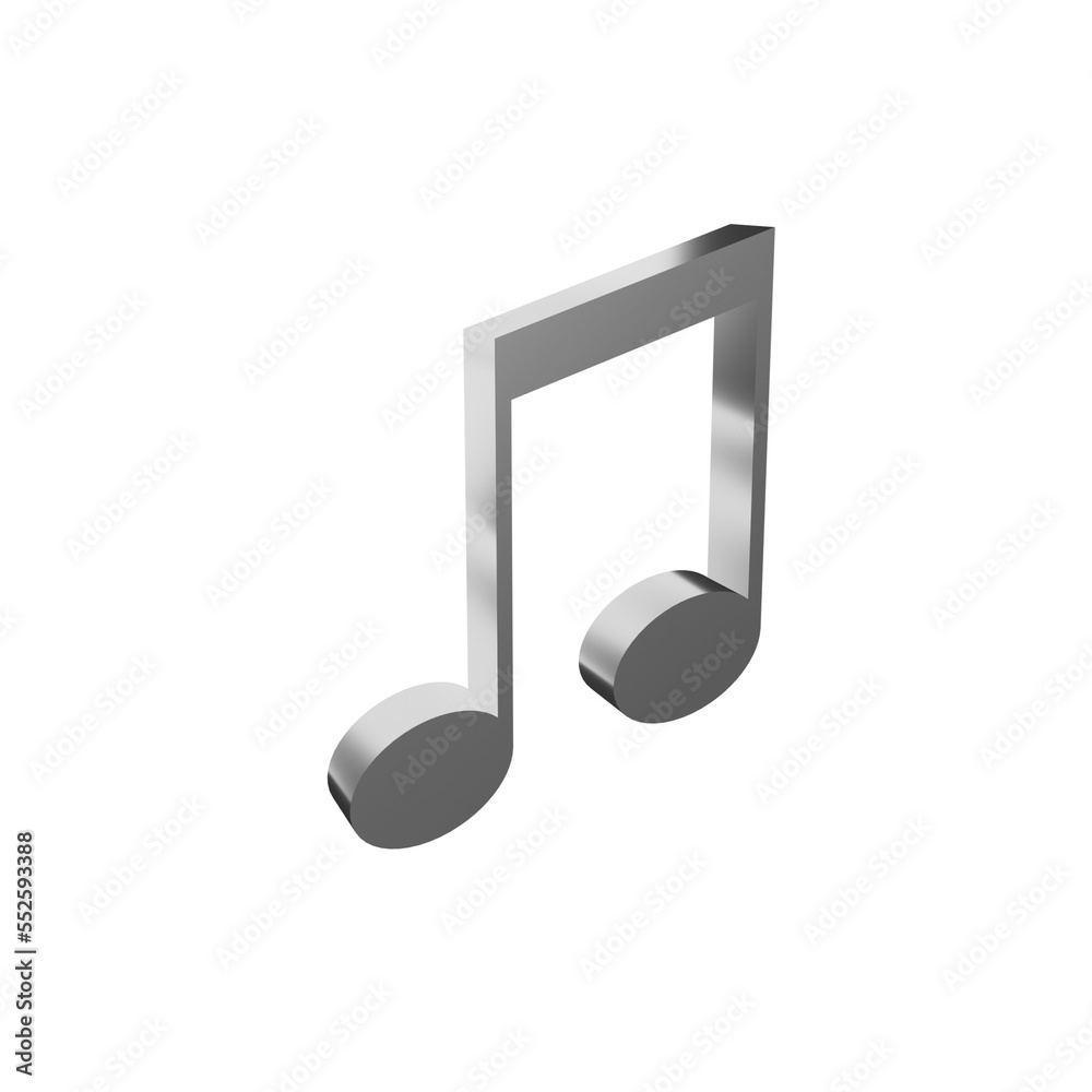 silver music note melody element 3d render object illustration silver music note melody element 3d render object illustration