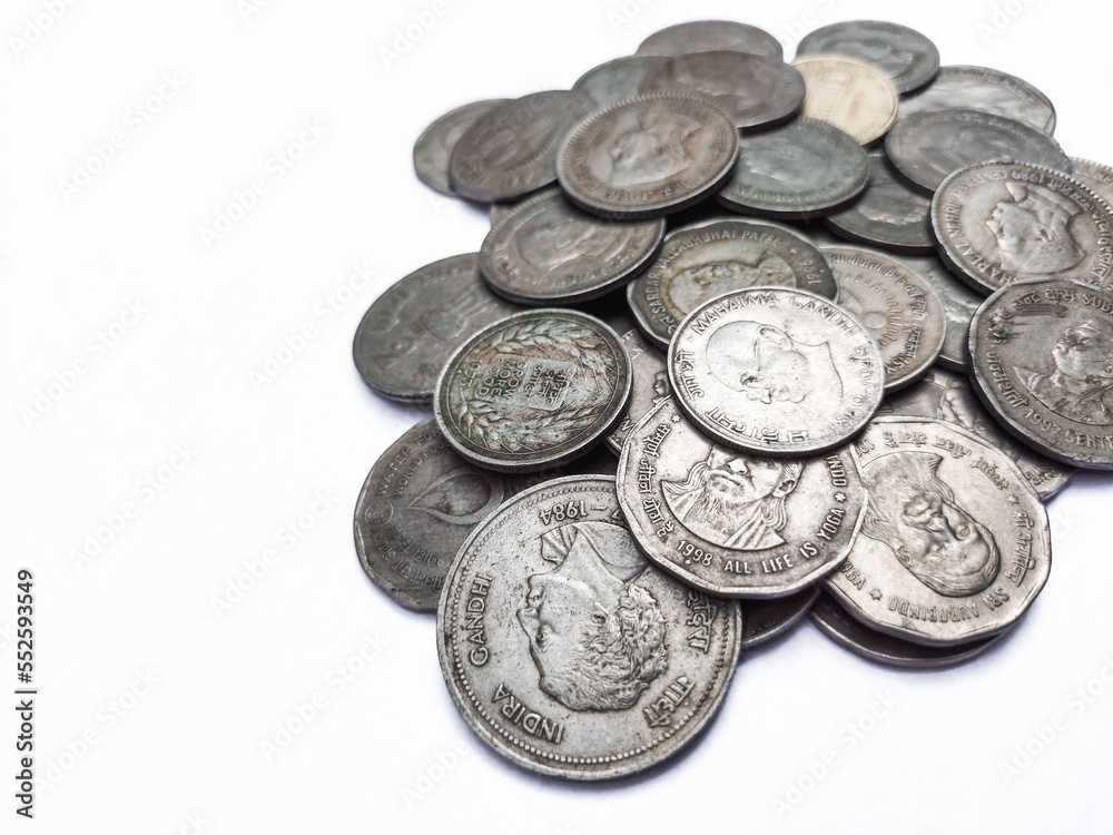 Old coins isolated on white background