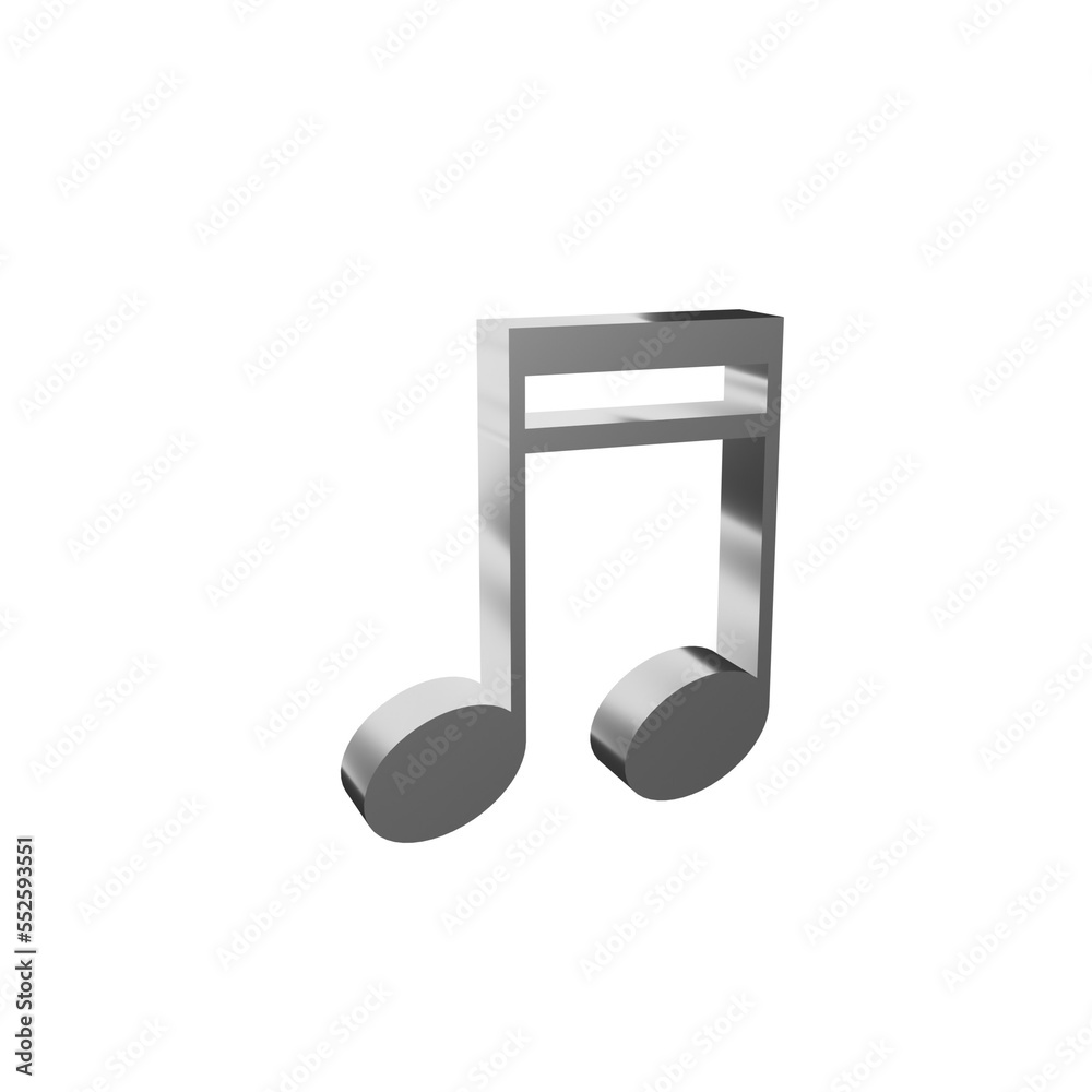 silver music note melody element 3d render object illustration silver music note melody element 3d render object illustration