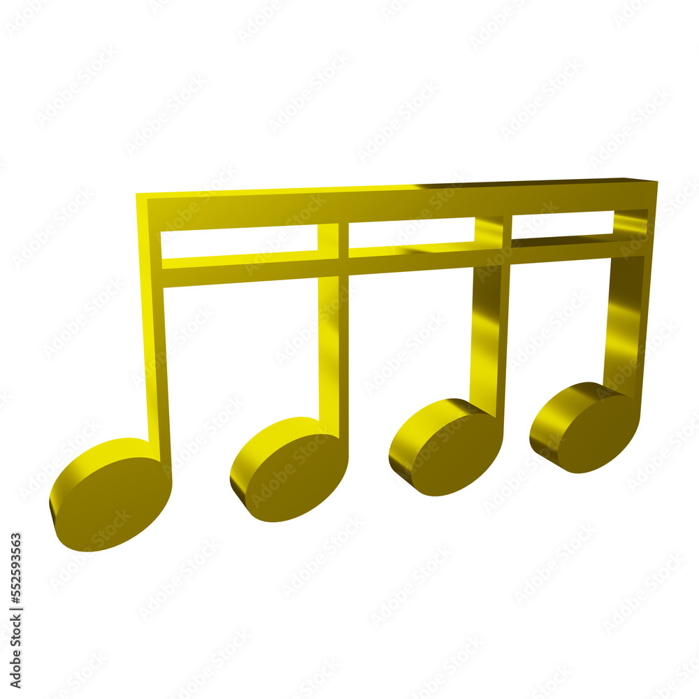 gold music note melody element 3d render object illustration gold music note melody element 3d render object illustration