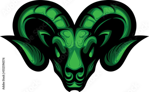 vector illustration of engraving ram head