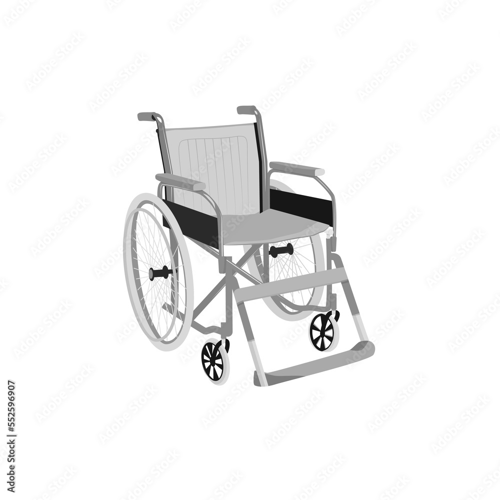 Invalid chair. Empty wheelchair isolated on the white background. Vector illustration 