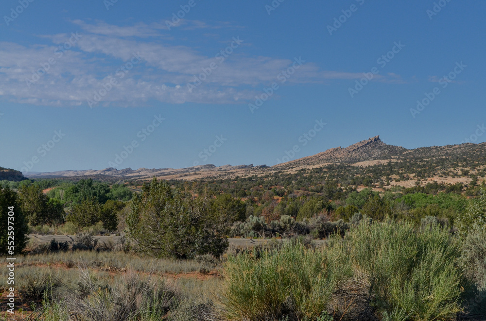 scenic view of Comb ridge from Butler Wash Ruins Trailhead (San Juan county, Utah)