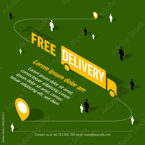 Free delivery shipping flyer advertisement with car icon