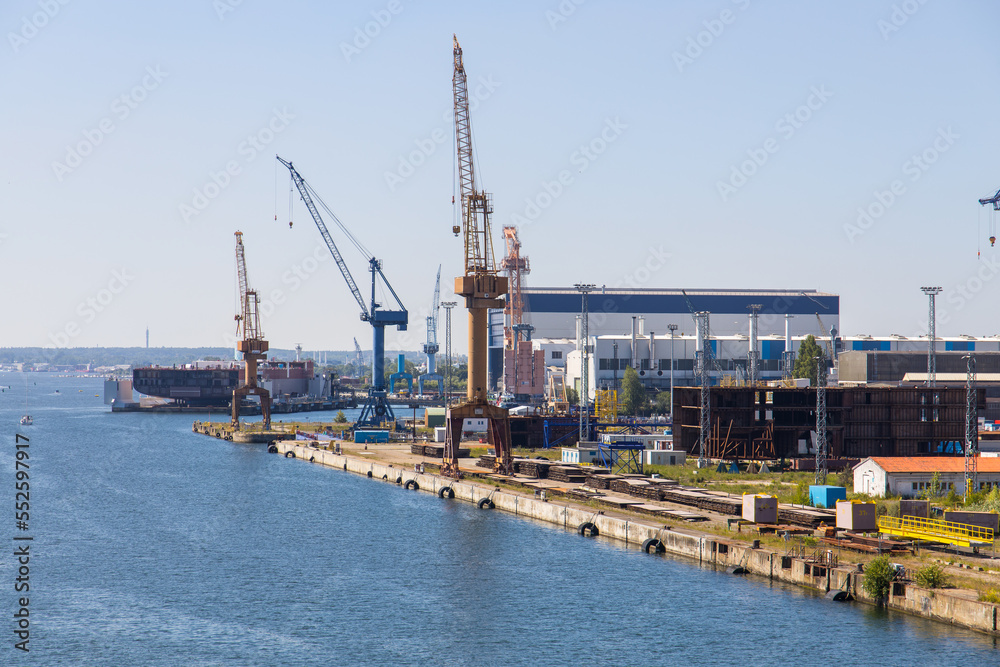 The shipyards MV Werften and Neptun Werft in the harbour of Rostock in Germany