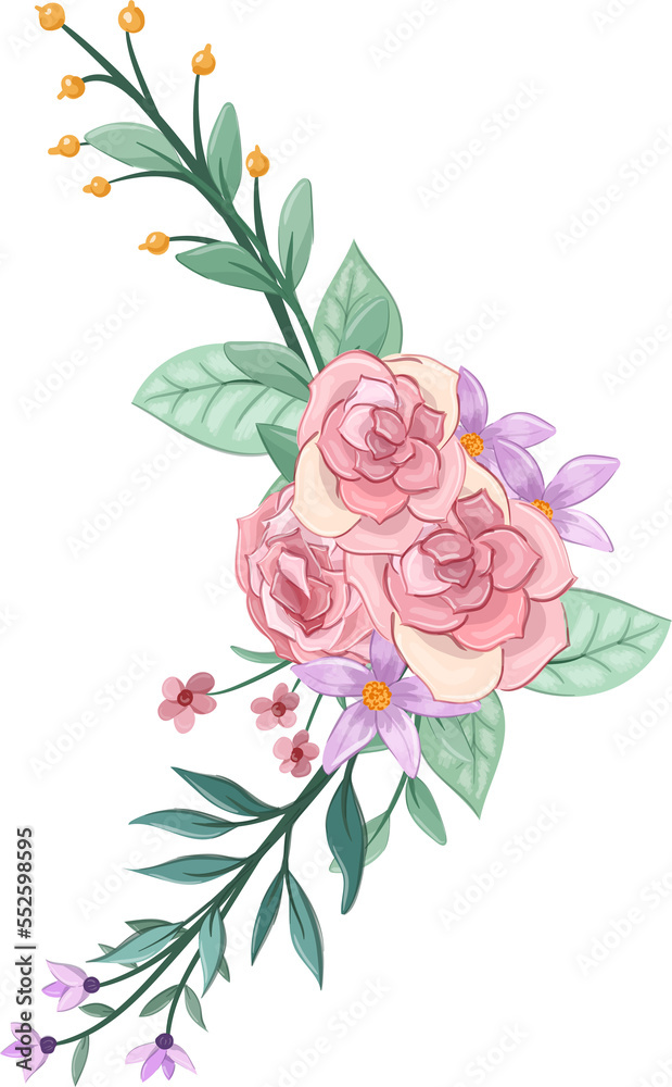 pink floral bouquet with watercolor