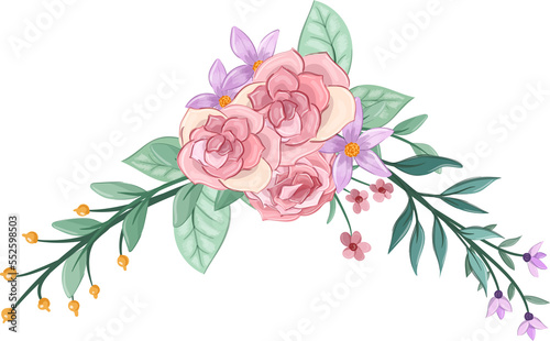 pink floral bouquet with watercolor © niloka studio