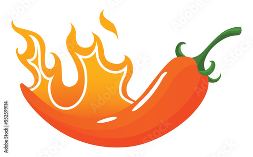 Spicy level. Hot chili pepper icon with flame and color rating of extra hot. Red level of pepper sauce or snack food