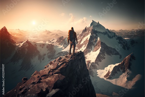 Digital illustration about climber on the mountain. © SCHRÖDER