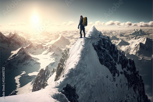 Digital illustration about climber on the mountain.