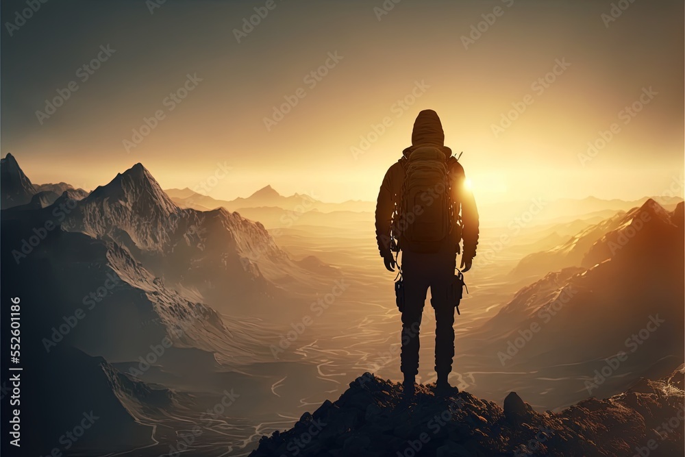 Fototapeta premium Digital illustration about climber on the mountain.