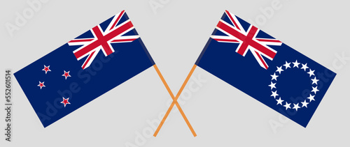 Crossed flags of Cook Islands and New Zealand. Official colors. Correct proportion