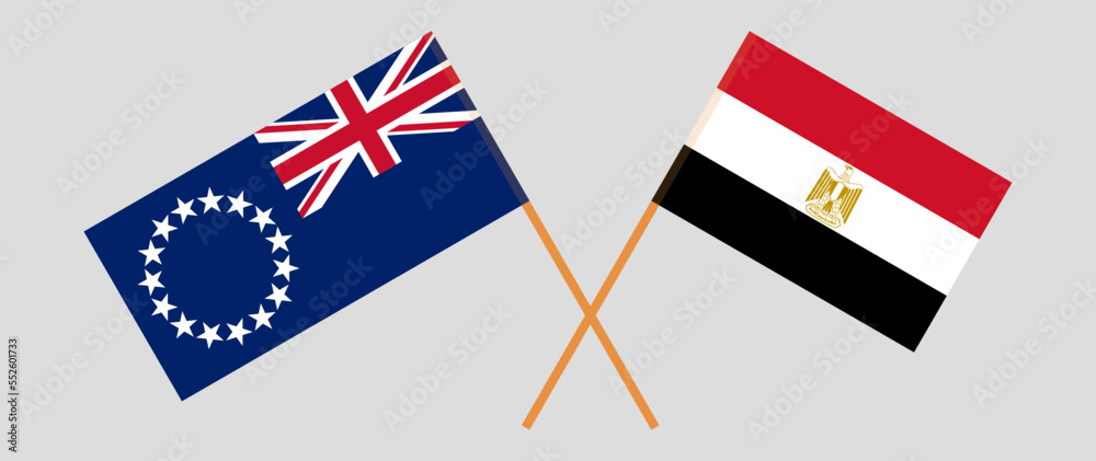 Crossed flags of Cook Islands and Egypt. Official colors. Correct proportion Crossed flags of Cook Islands and Egypt. Official colors. Correct proportion