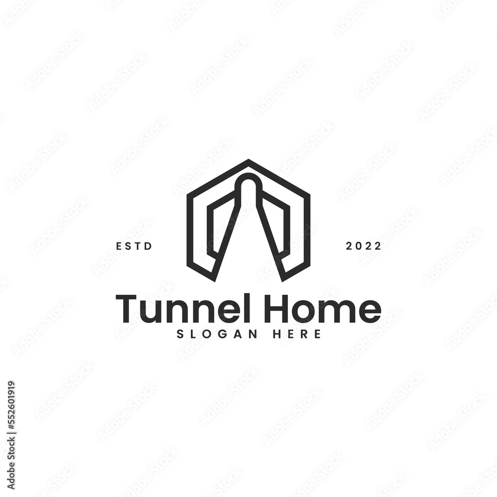 outline tunnel home passenger railway iconic logo design vector illustration with modern, simple and elegant styles isolated on white background. tunnel home construction logo design template outline tunnel home passenger railway iconic logo design vector illustration with modern, simple and elegant styles isolated on white background. tunnel home construction logo design template