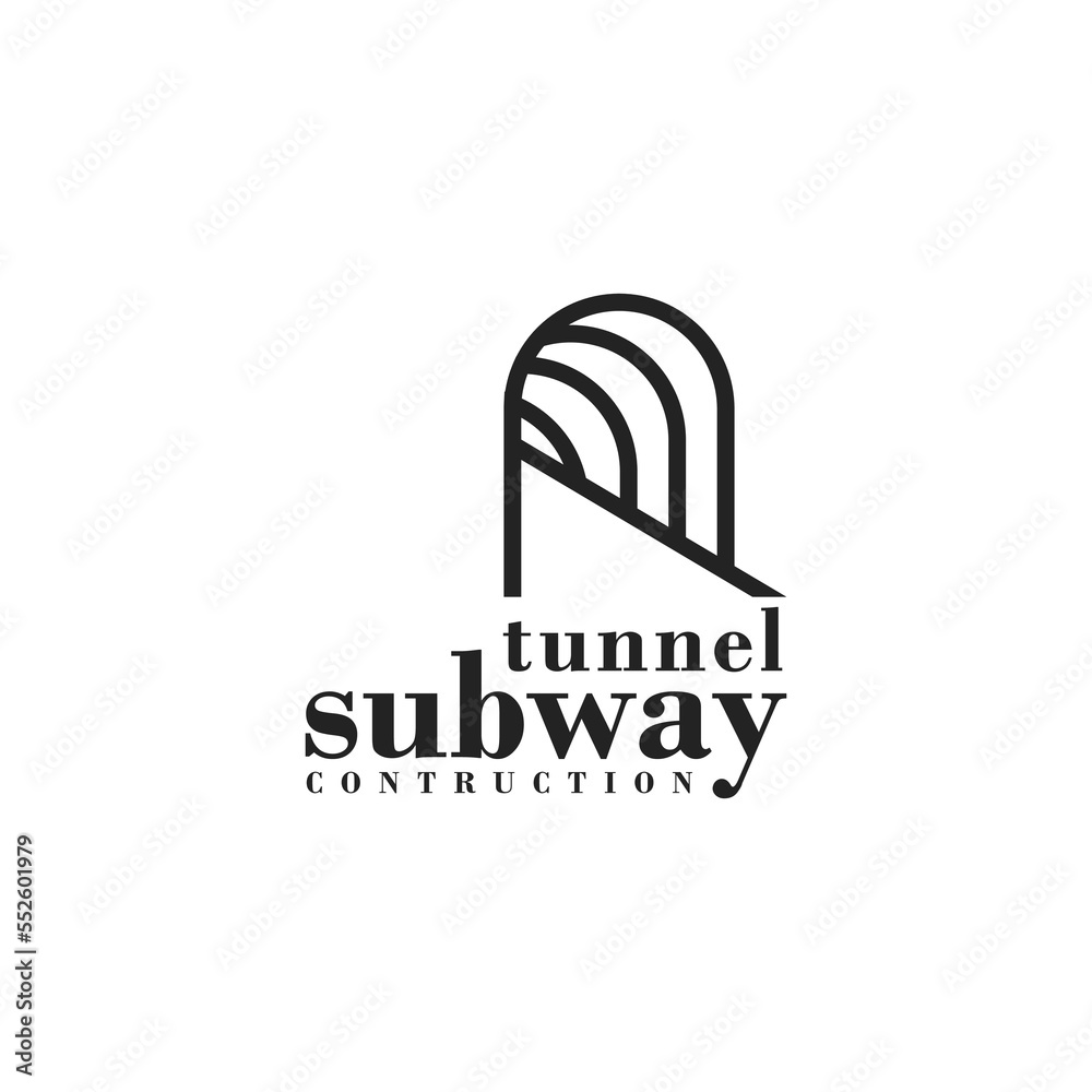 Simple Tunnel Subway Construction Iconic Logo Vector Design Template 
