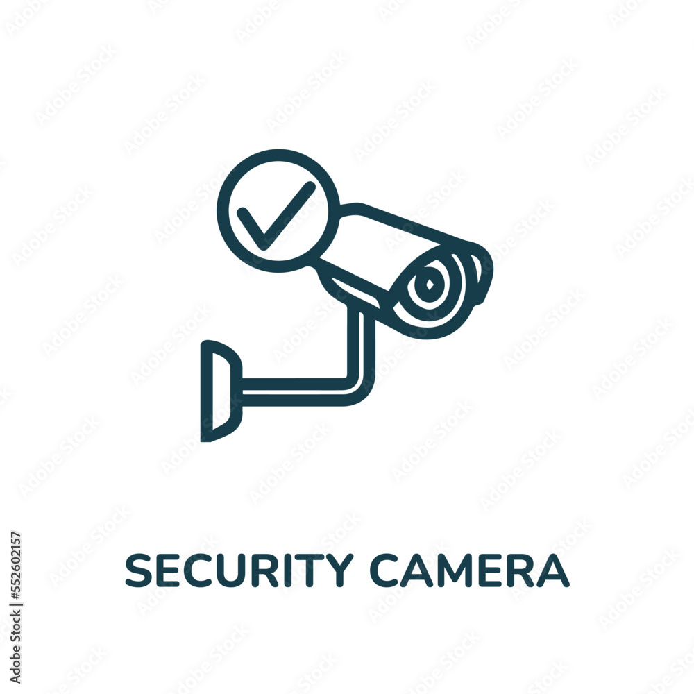 Obraz premium Security camera icon vector symbol. CCTV line version, outline vector