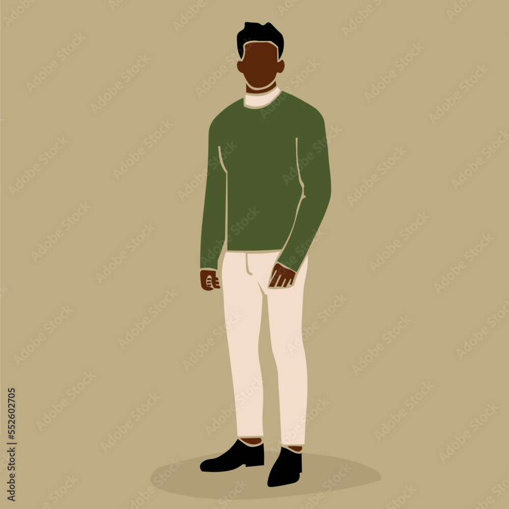 Young black man in elegant line art style vector