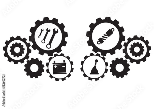Autowerkstatt Car repair shop Zahnrad Gear wheel