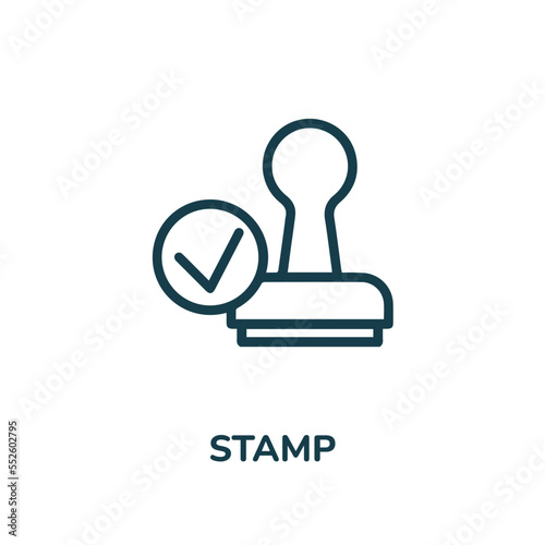 Rubber Stamp icon. Stamp paper line version, outline vector 