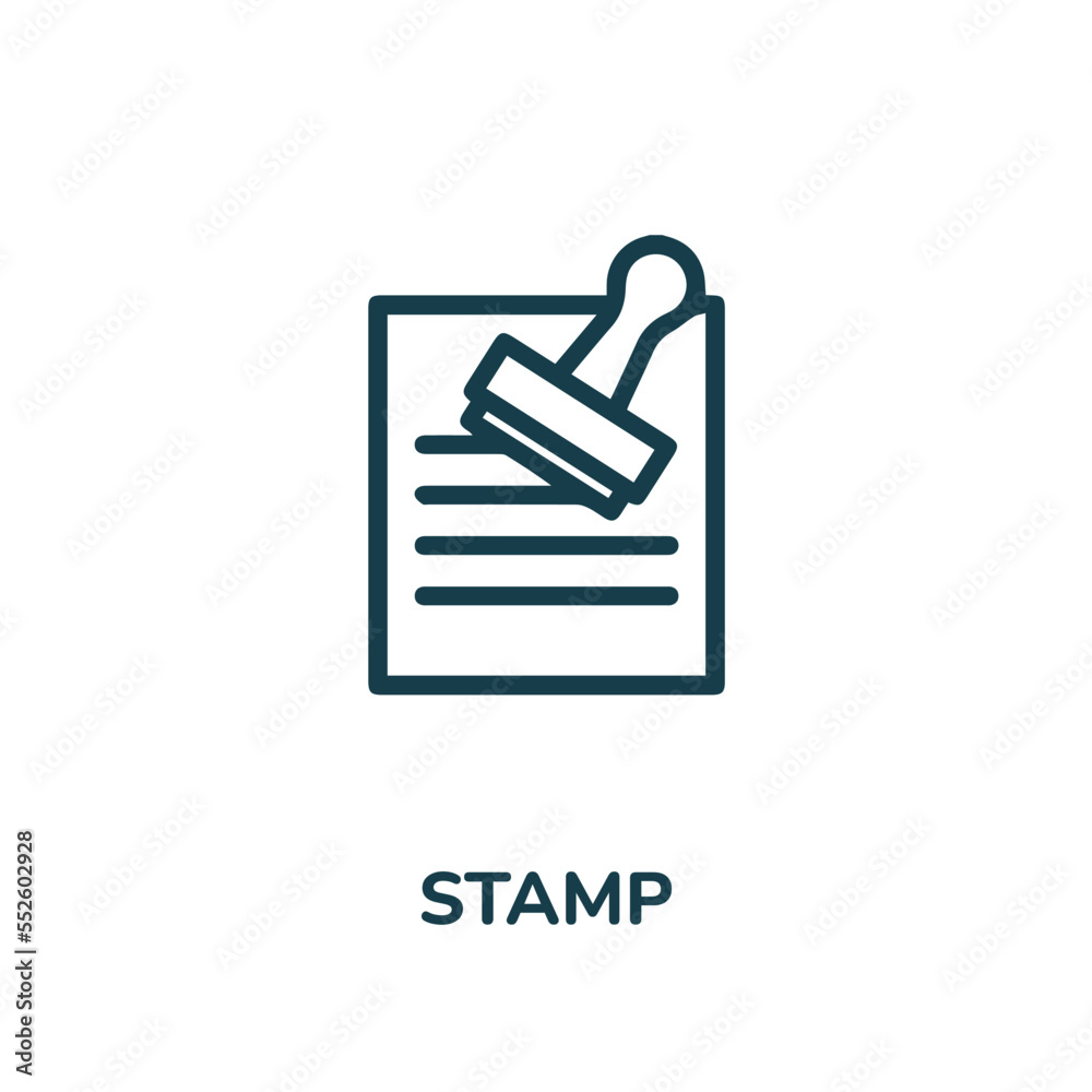 Rubber Stamp icon. Stamp paper line version, outline vector Rubber Stamp icon. Stamp paper line version, outline vector