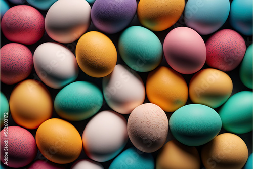 Colorful background of easter eggs collection, easter celebration photo