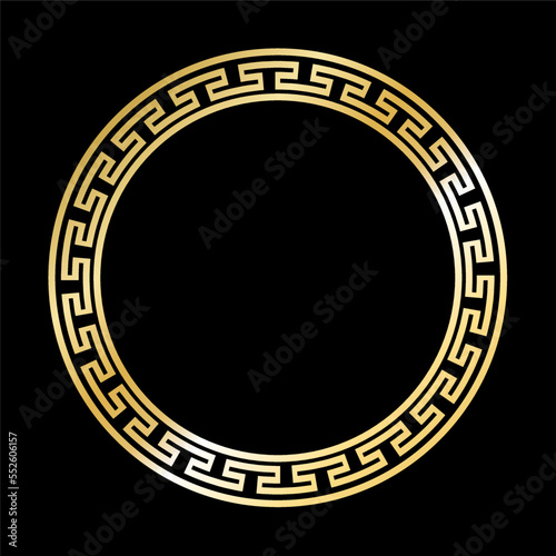 Greek Gold style border frame circle frame with seamless vector illustration