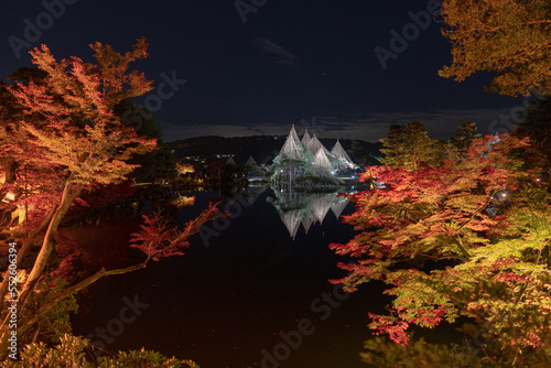 日本庭園　夜景